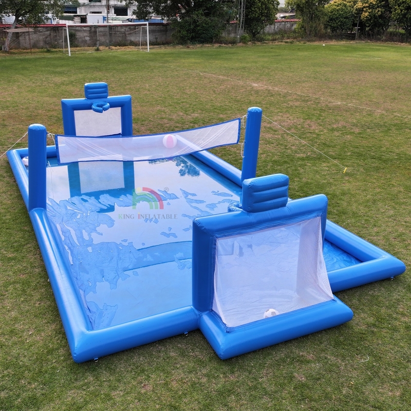 PVC Inflatable Sport Game Blue Inflatable Water Volleyball Net Field Soccer Field Arena Court Inflatable Soccer Court Field
