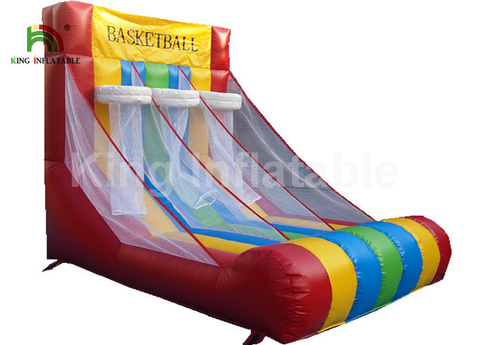 Red Triple Basketball Hoop Shoot Inflatable Sports Games For Rent Fire - Retardant