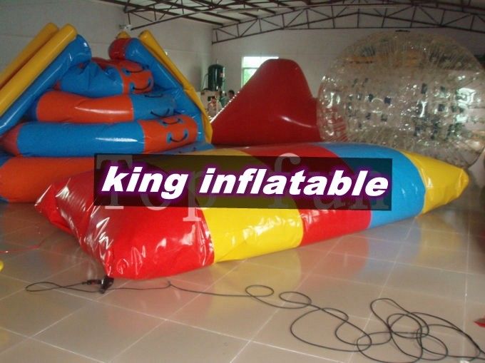 Red / Yellow / Blue 0.9mm PVC Inflatable Water Toys / Saturn Slide With Blob Ball