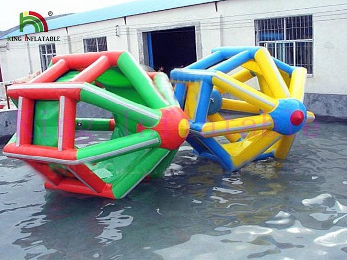 Colorful 3 * 2.8m Blow Up Water Wheel PVC Tarpaulin Toy For Adult / Kids Summer Use
