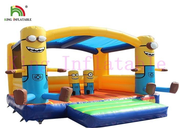 Durable PVC Mimion Inflatable Jumping Castle With Roof For Outdoor Playground