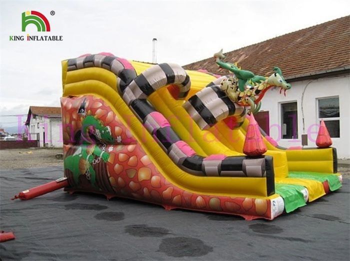 Commercial PVC Tarpaulin Dinosaur Inflatable Dry Slide Digital Printing For Kids