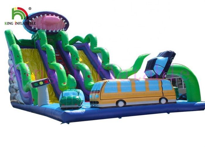 Customized PVC Blow Up Escape From Carnivorous Plant Dry Slide For Rentals