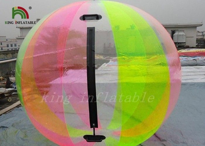 Rainbow colored 1.0mm PVC / TPU  Inflatable Water Walking Ball , Water Zorb Ball For Kids