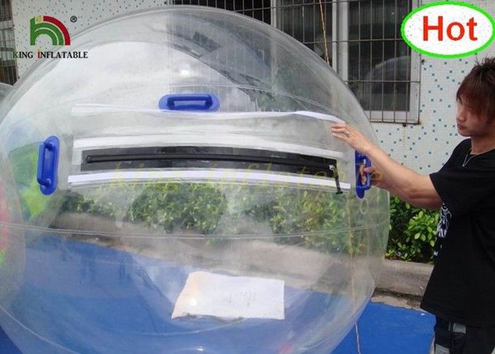 2m Dia PVC Inflatable Water Ball / Customized Japan Zipper Clear Water Walking Ball