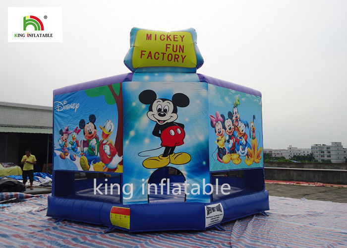 Blue Inflatable Bouncy Castle For Kids Jumping Cartoon Printing