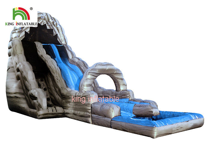 Gray And Blue Inflatable Kiddie Water Slide Commercial Games 1 Year Warranty