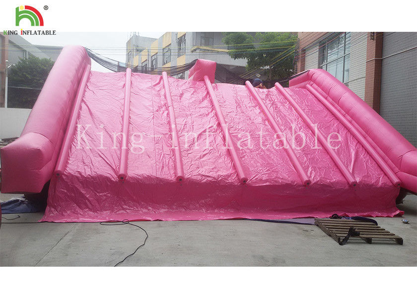 Garden 0.55 Mm PVC PVC Tarpaulin Inflatable Water Slide For Kids Pink Color Customized