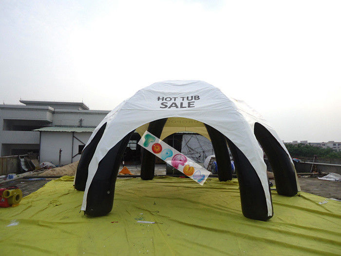 10m Span Inflatable Airtight Spider Event Tent Black PVC Frame Posts With White Printed Roof