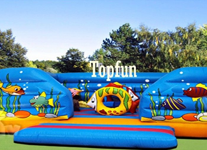 Multi-color Ocean World Inflatable Jumping Castle , Kids Nice Outdoor Jumping Games