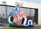Colorful Circus Disco Inflatable Jumping Castle With Slide Printed Clown / Animals
