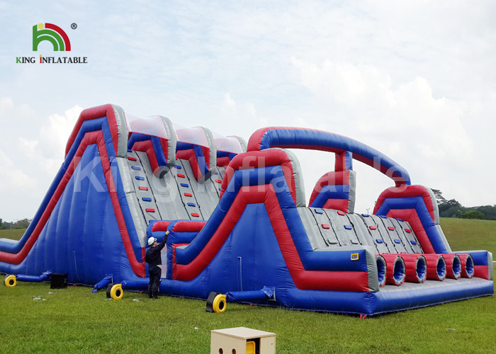 Inflatable Blockades Blue 4 Lane Inflatable Sports Games / Military Blow Up Obstacle Course
