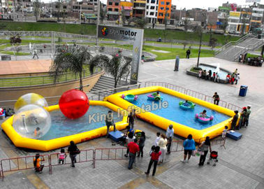 Yellow Inflatable Swimming Pool In Polygonal / Rectangle Shape For Outdoor Use