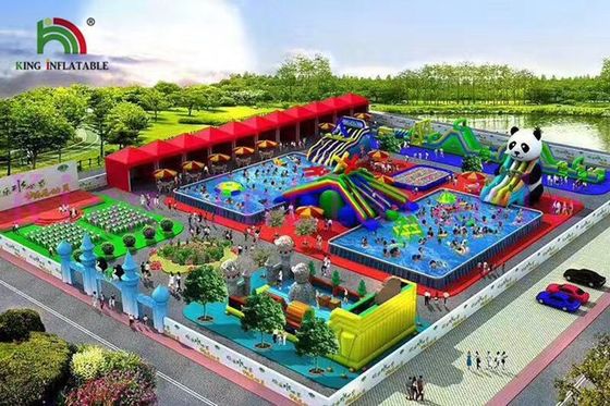 Multitheme Tarpaulin Inflatable Water Parks / Blow Up Water Toys