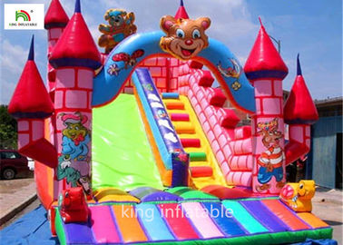 5m Cartoon Inflatable Bouncy Castle With Silk Printing Fire - Retardant
